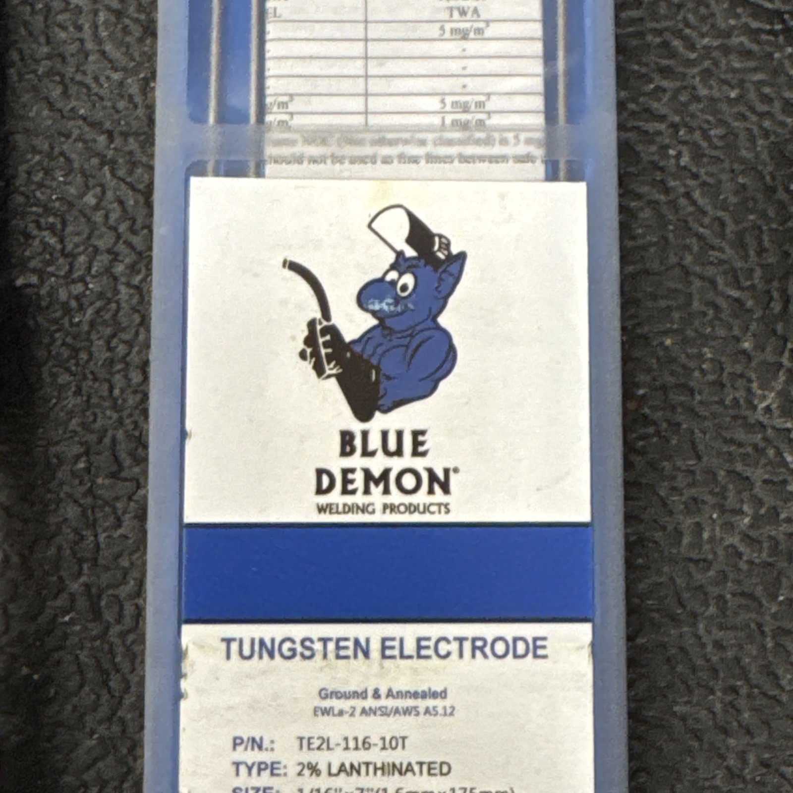 Blue Demon Tungsten Electrode TE2L-116-10T Latinate 1/16” X 7” 10 Pieces