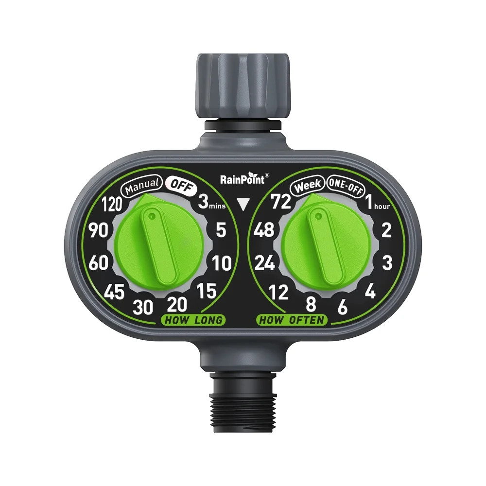 RainPoint Automatic Dual-Knob Programmable Hose Sprinkler Timer, Weatherproof,