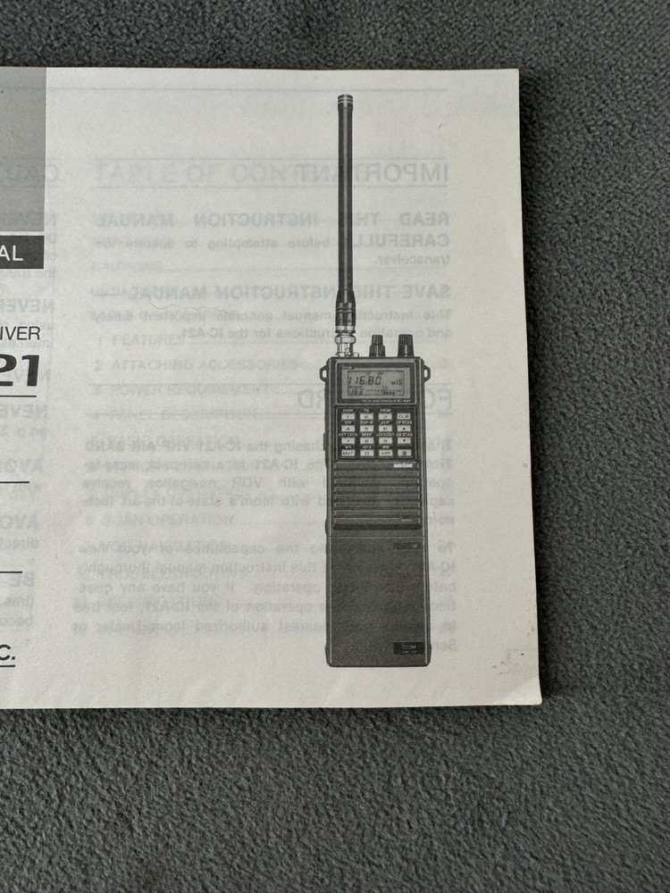 Icom IC-A21 ORIGINAL Instruction Manual In Good Condition.