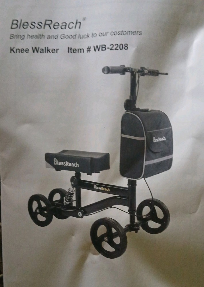BlessReach Knee Walker WB-2208 Steerable & Foldable, Black, Open Box