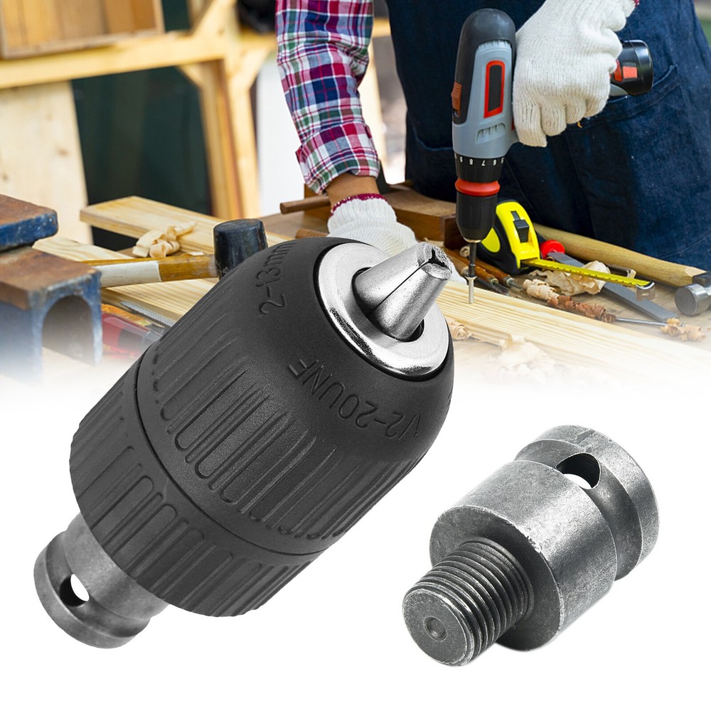 Keyless Drill Chuck Adapter+1/4" Hex Shank Quick Change Drill Bit Adapter Driver