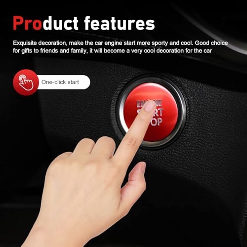 Engine Start Stop Push Button Cover Trim, Aluminum Alloy Push to Start Button