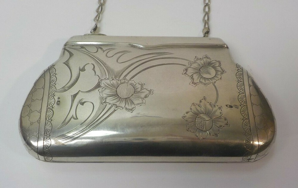 Antique Russian .800 Silver Handbag, c. 1900, Monogram