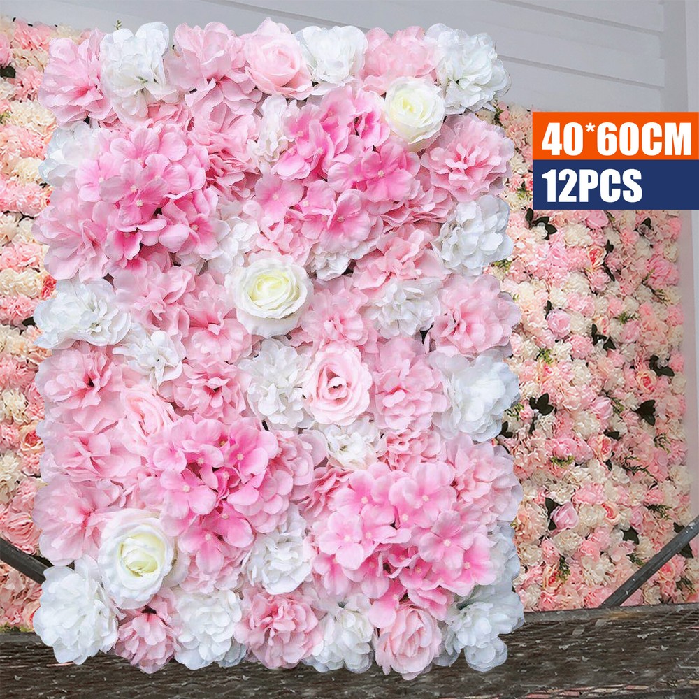 12PCS Artificial Flower Wall Panel Artificial Flower Wall Floral Backdrop Decor
