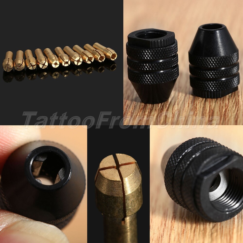 M7*0.75 Keyless Drill Chuck Bits & 0.5mm-3.2mm Brass Collets Tool 4.8mm Shank