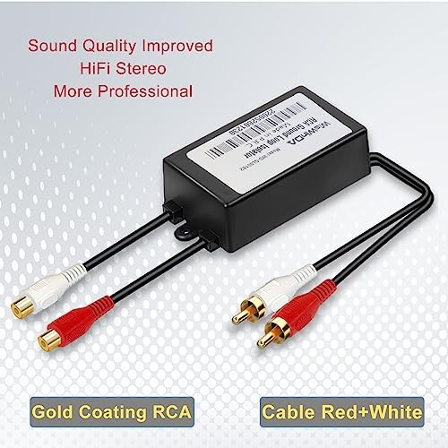 RCA Noise Filter Hum Eliminator Ground Loop Isolator (No Affect Bass) Black