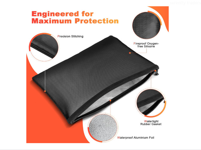 Fire Proof money Bag 2000℉ Fireproof Document Pouch Waterproof Safe Cash US
