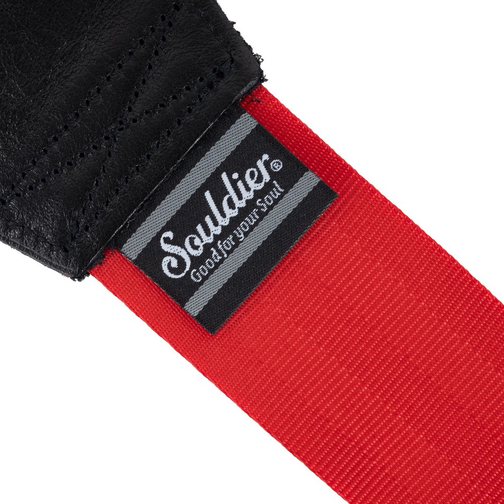 Souldier Guitar Strap Plain Red with Black Ends