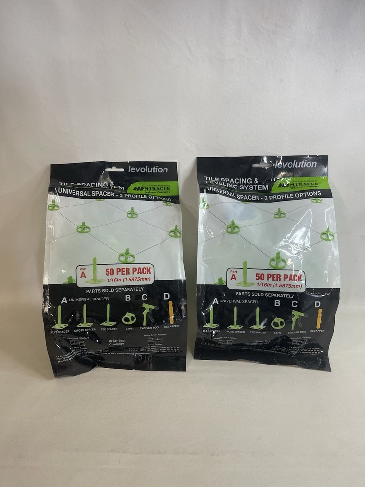 Levolution Universal Tile Spacing Leveling System Flat Part A 1/16 in 2x50 Pack