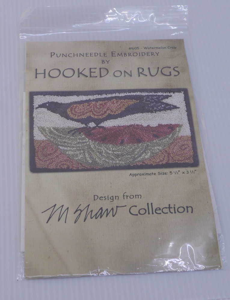 2 HOOKED ON RUGS PUNCHNEEDLE EMBROIDERY PATTERNS, M. SHAW COLLECTION, WATERMELON