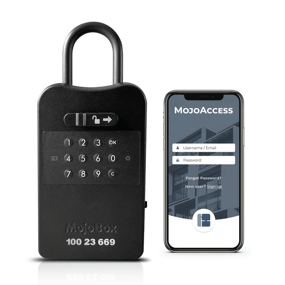 MojoBox, Digital Lockbox, Bluetooth Key Lockbox, iOS/Android App Remotely Gen...