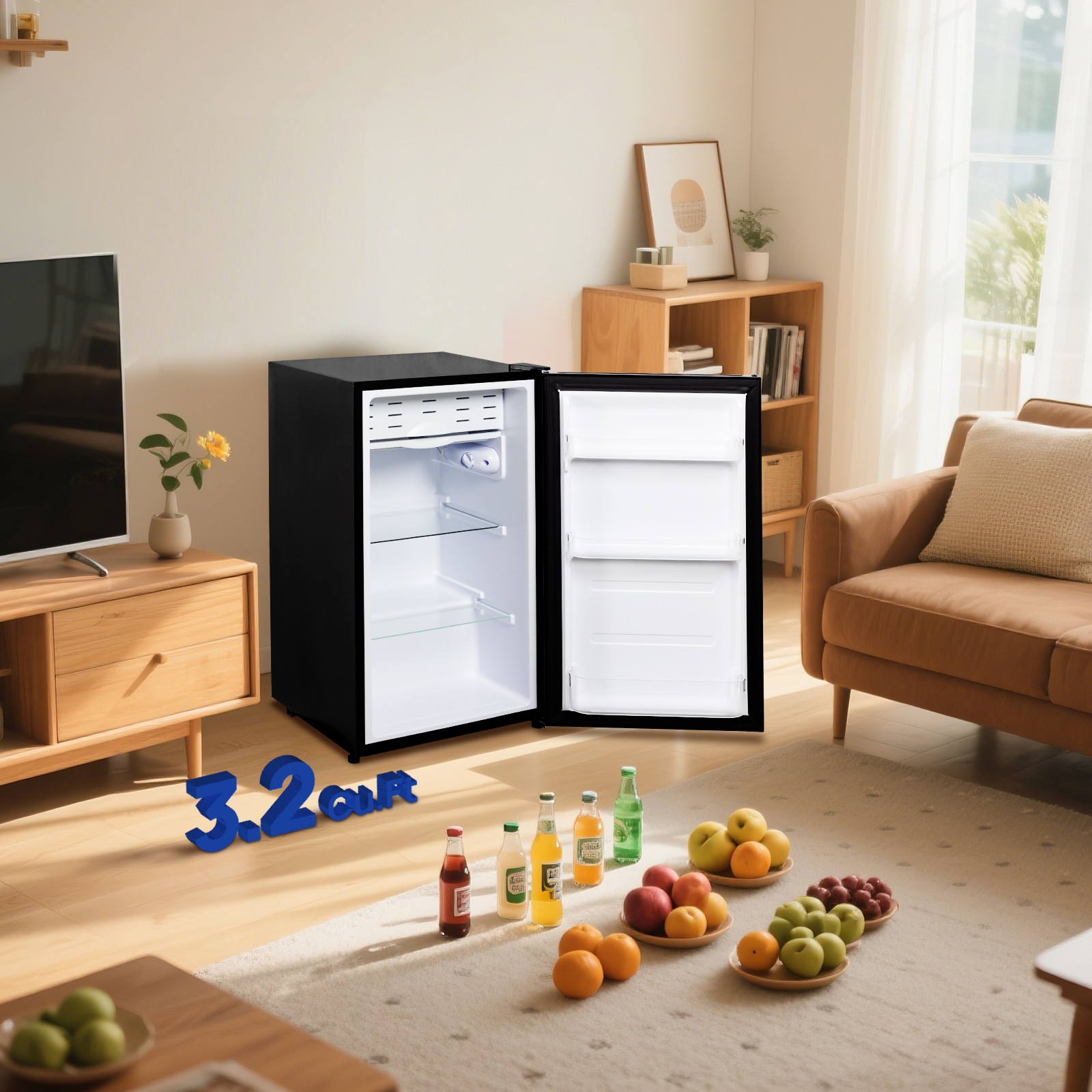 Smad 3.2Cu.Ft Small Refrigerator Single Door Mini Fridge for Bedroom Office Dorm