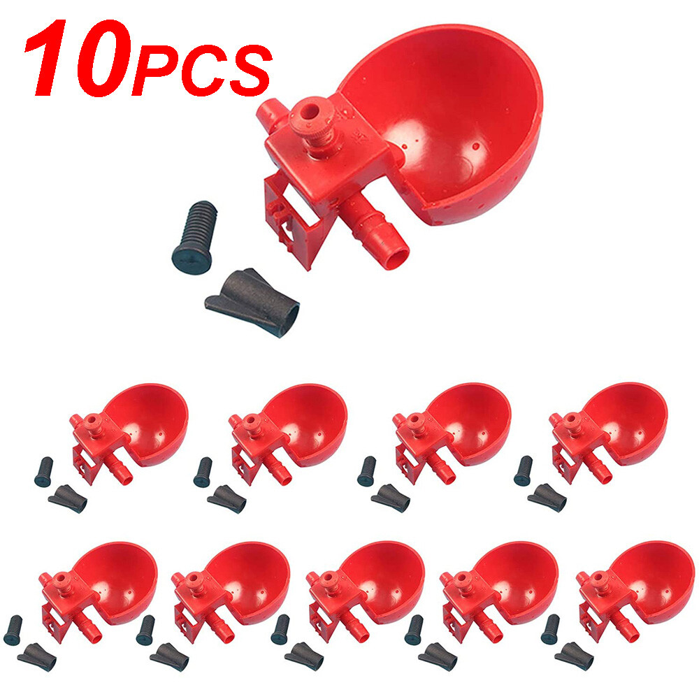 US! 10* Poultry/Quail Water Drinking Cups Chicken Hen Plastic Automatic Drinker