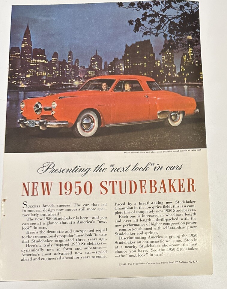 Original 1950 Studebaker Champion Car - Original Print Advertisement (24D4)