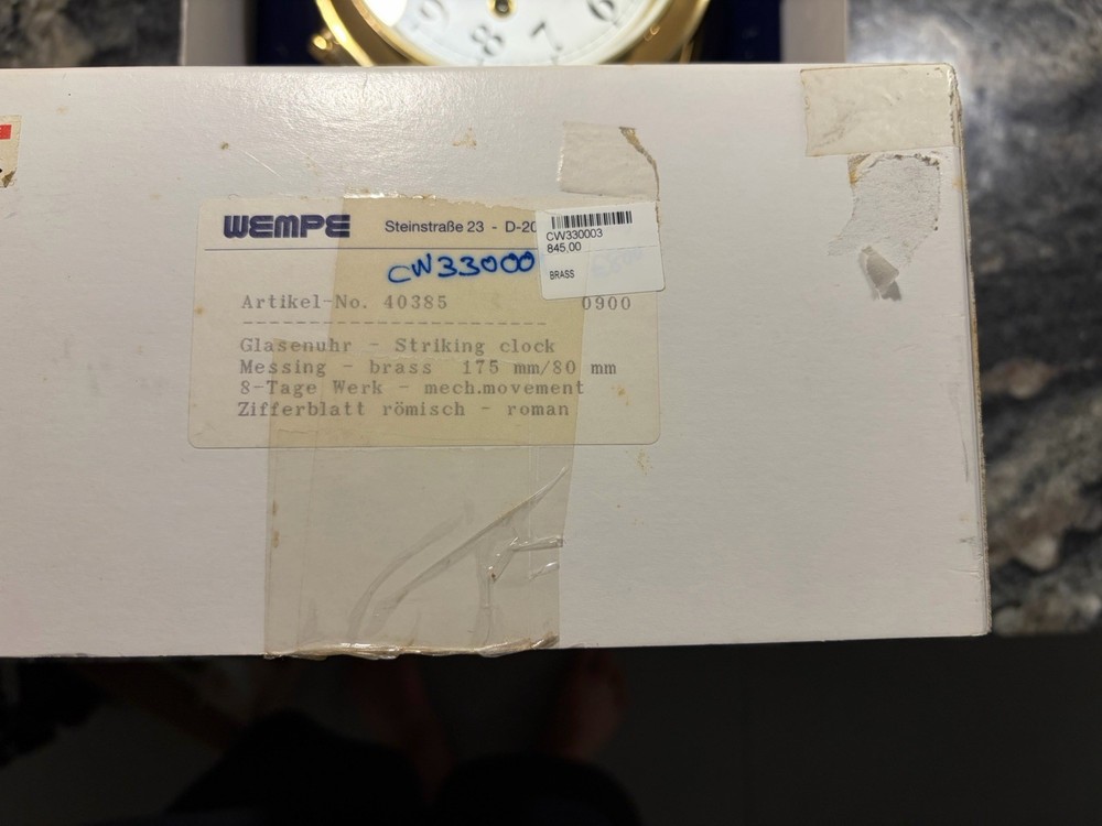 Wempe Striking clock from from the Wempe Chronometerwerke range. NIB