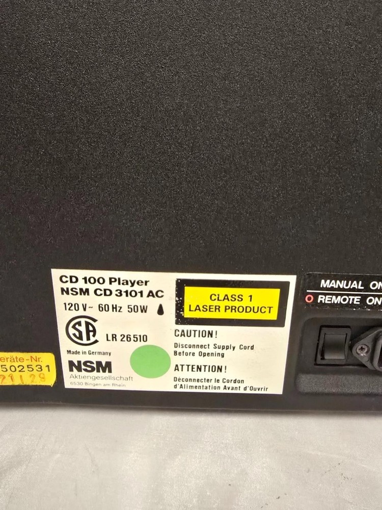 NSM CD 100 Disc Library System CD3101AC + CD3101 Untested Powers On