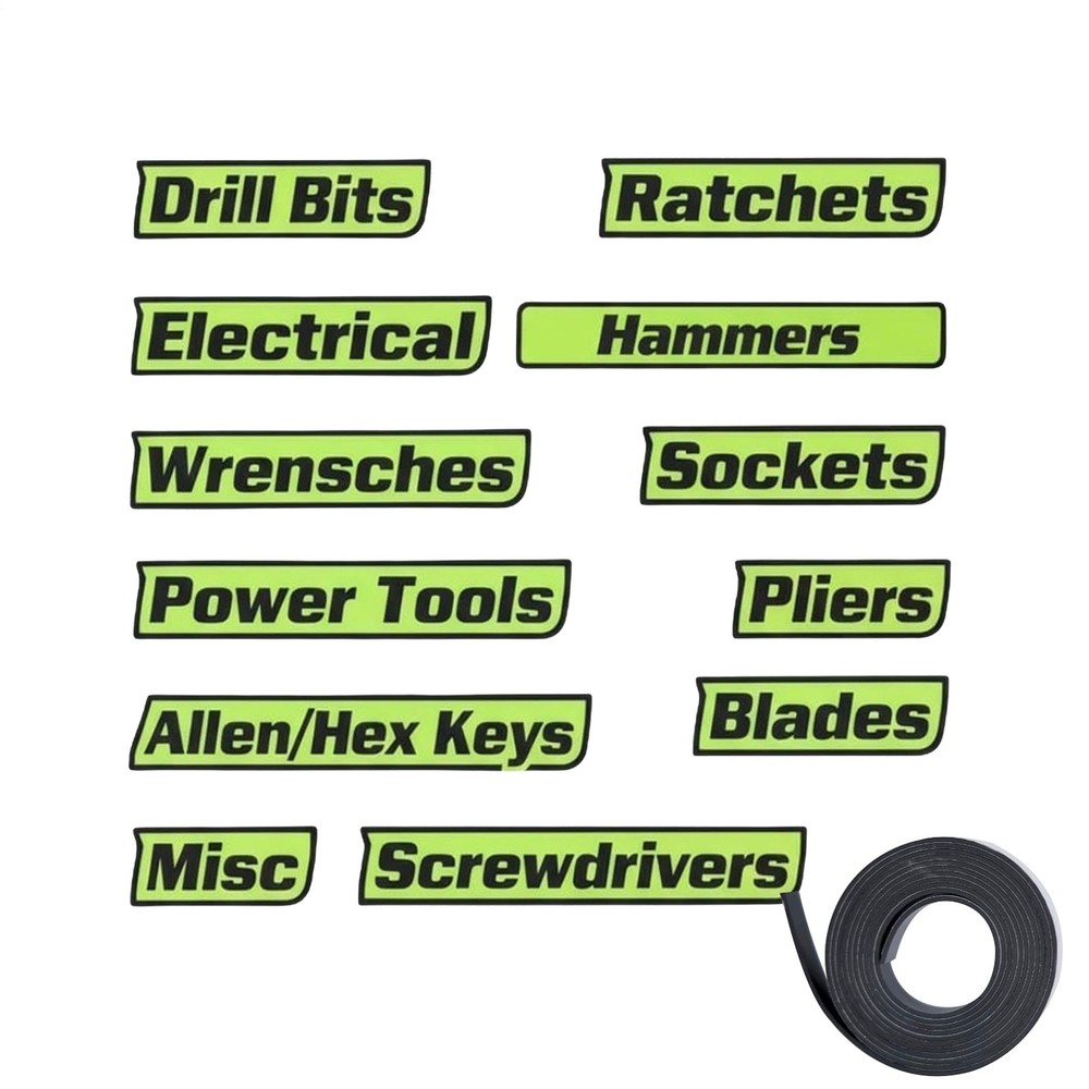 12PCS Magnetic Toolbox Labels - 3D Printed Drawer Tags for Easy Tool Identifica