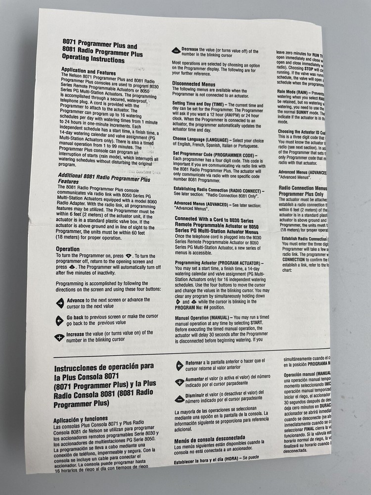 Nelson 8081 SoloRain Radio Programmer Plus - NOS