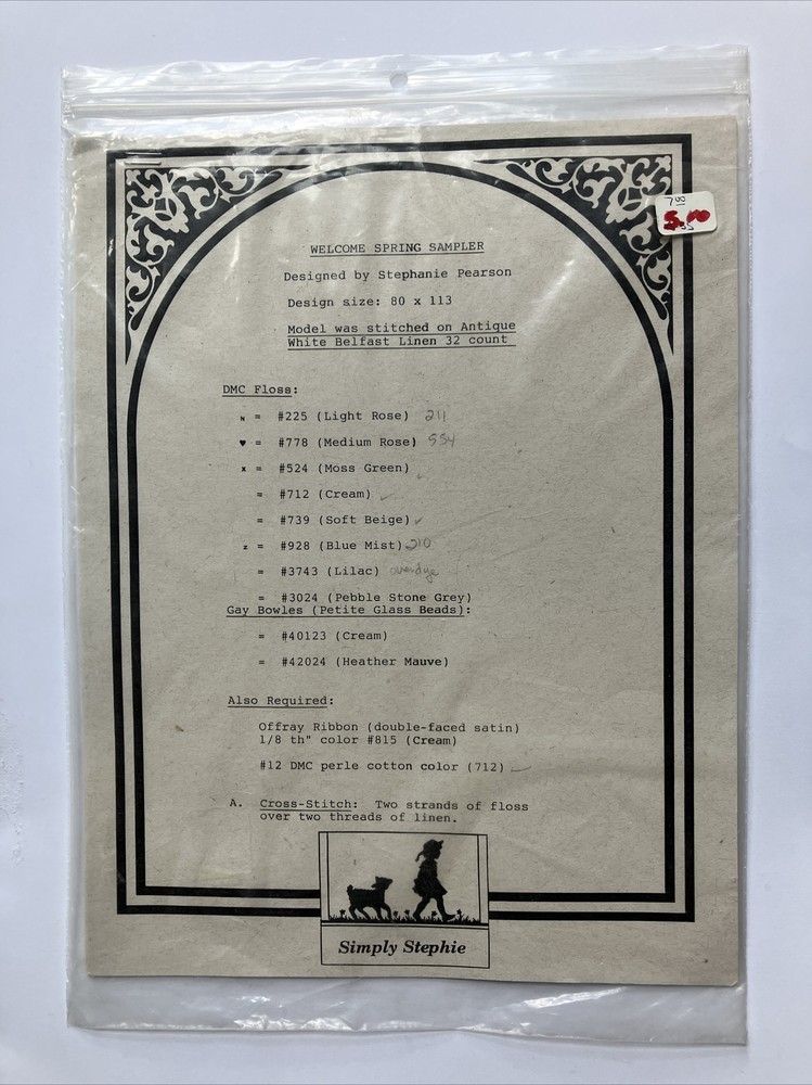 Cross Stitch Pattern Spring Sampler Delights Entwined Elegance Simply Stephie