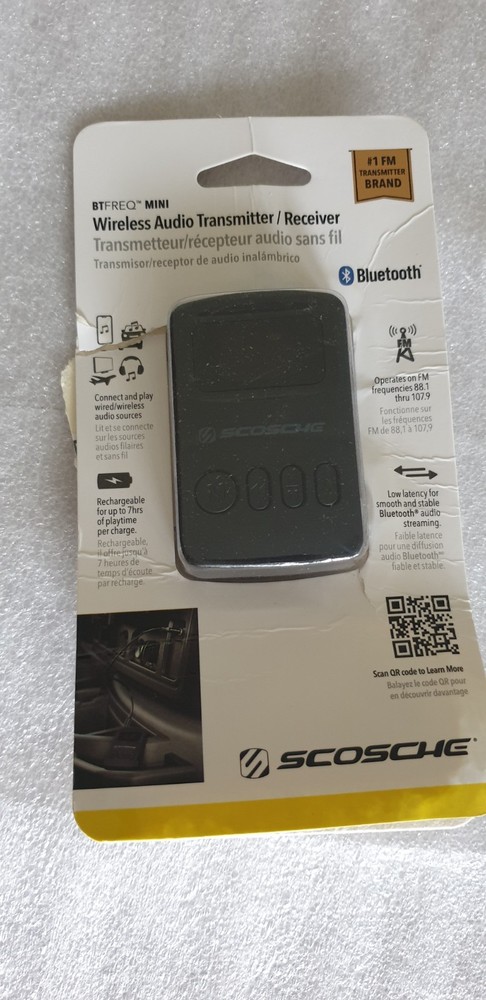 Scosche Bluetooth Wireless Rechargeable Audio Transmitter / Receiver - Black