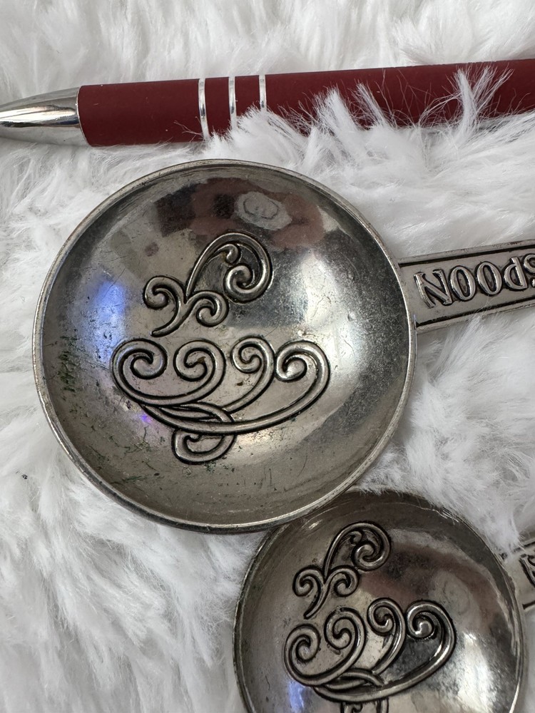 Silver Measuring Spoons Initial J Spiral Design Kitchen Decor