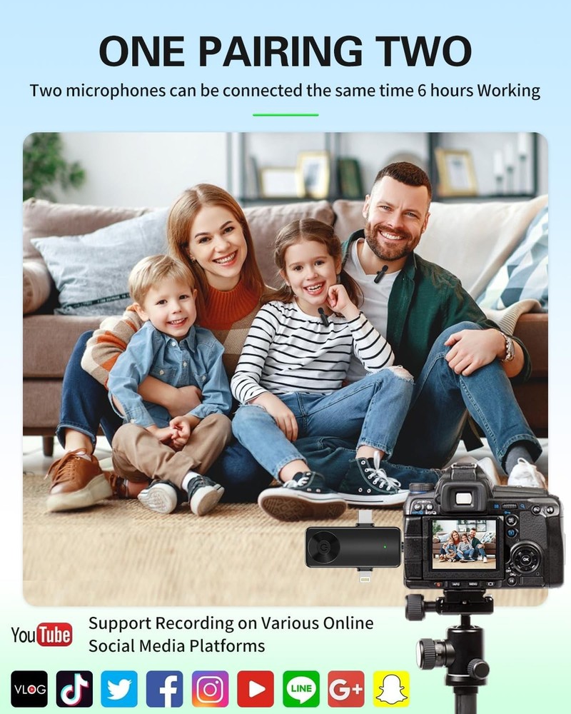 Wireless Lavailer Microphone for iPhone, Android, , Professional Wireless Min...