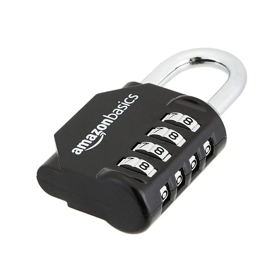 Amazon Basics 4-Digit Combination Lock, Black, 2-Pack Black A5