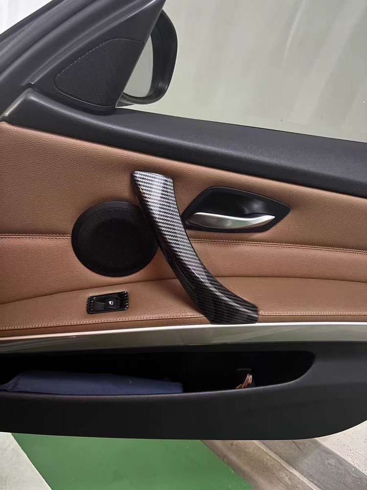 Black/Beige/Carbon Interior Door Handle Cover Pull Trim For BMW E90 E91 E93 328i