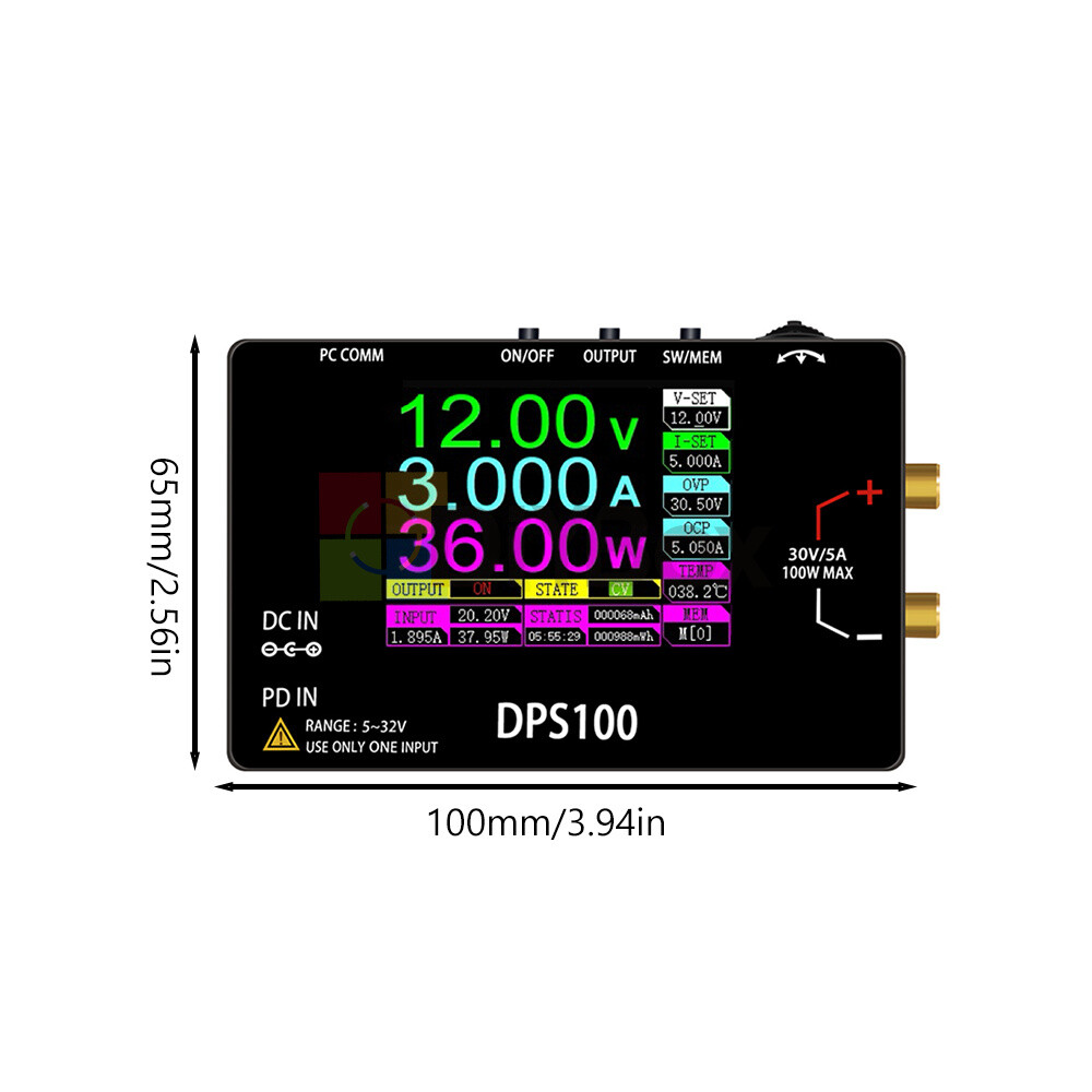 DPS100 100W Portable 30V5A Power Supply CNC DC Adjustable Programmable Regulator
