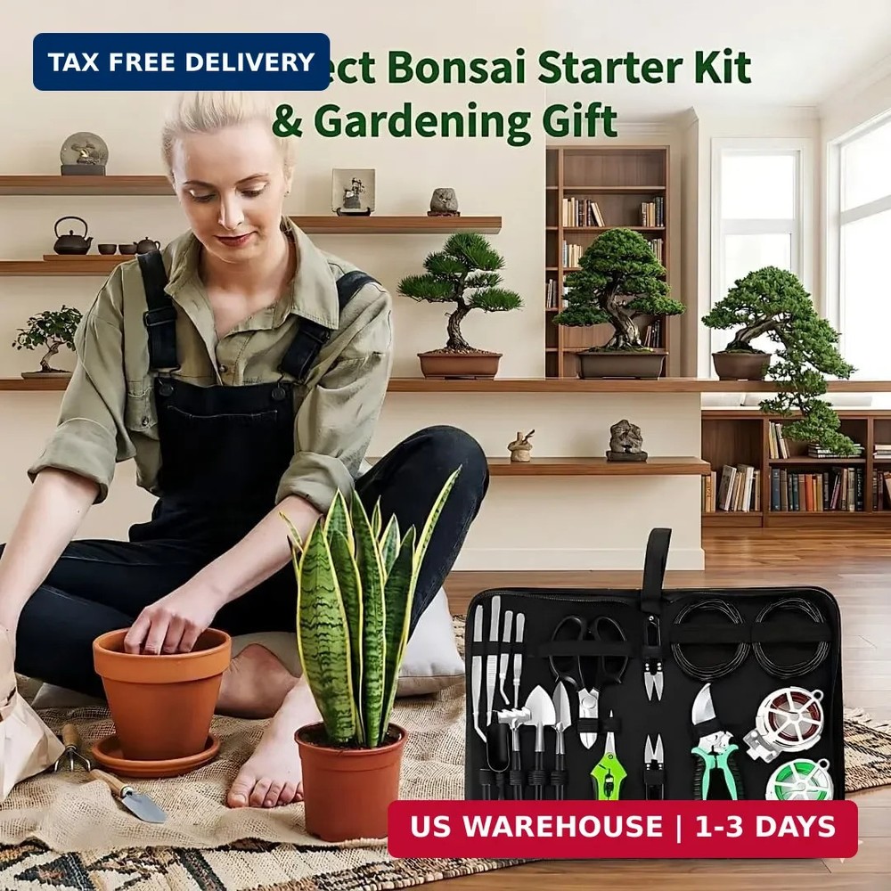 Bonsai Tools Set, 20-Piece Bonsai Tools Set with Waterproof Repotting Mat, Pruni