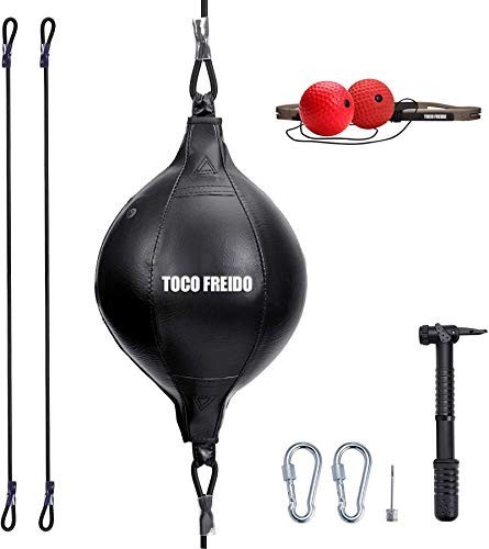 Double End Punching Ball Speed Bag - Adjustable Difficulty Reflex Training Kit f