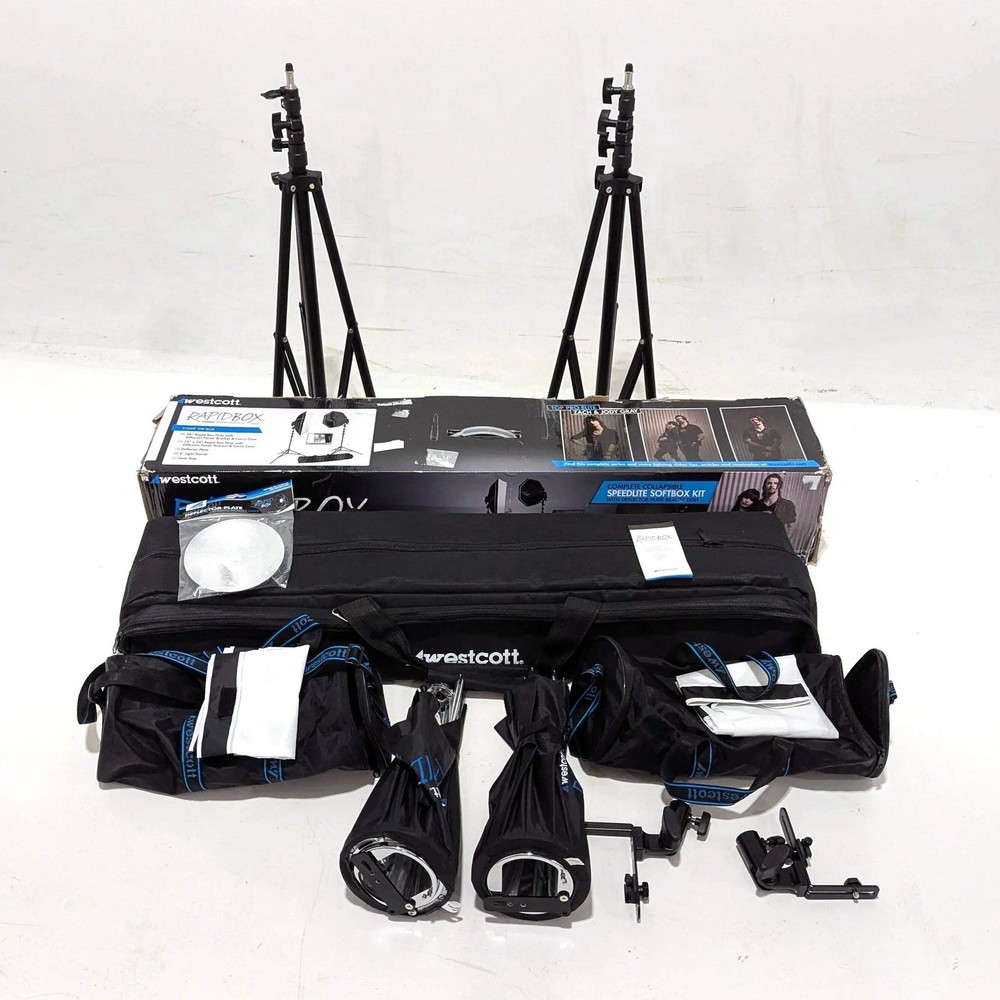 * OPEN BOX EXCELLENT * Westcott Rapid Box 2-Light Speedlite Kit