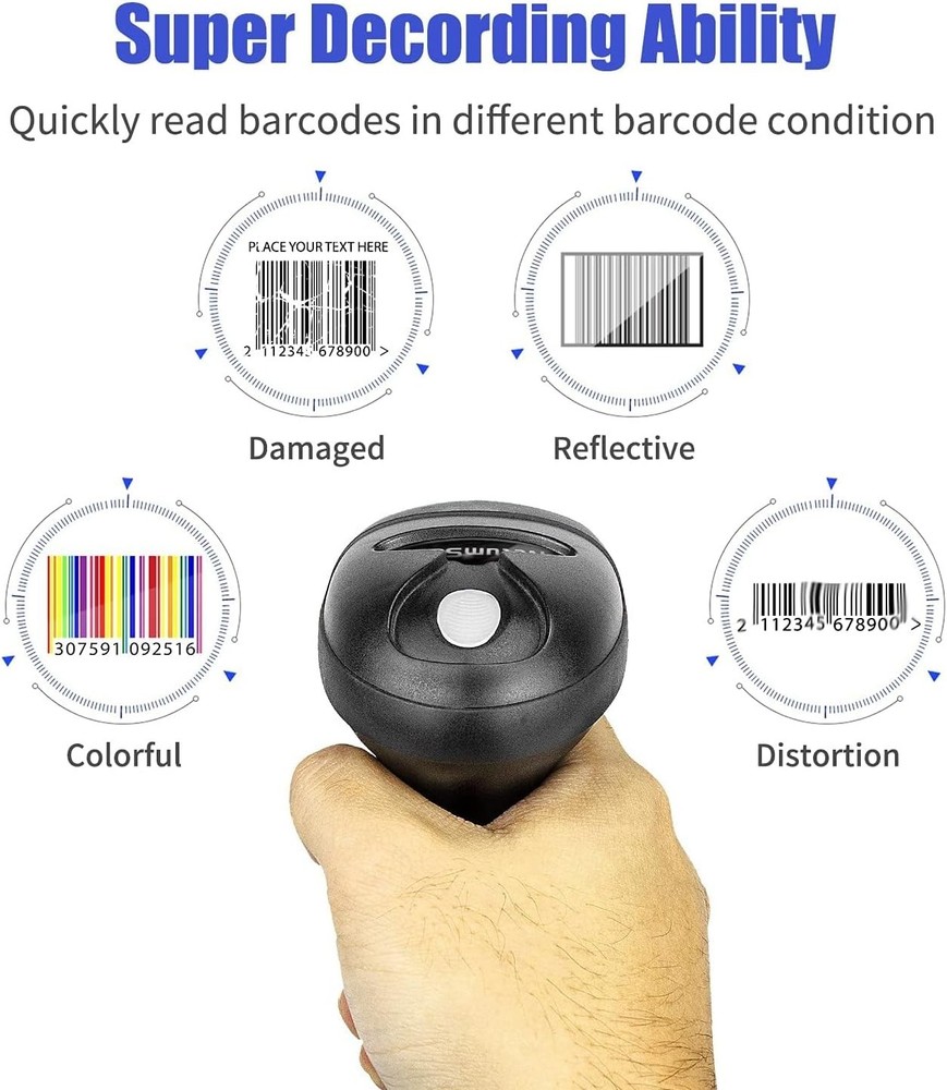 USB 1D Barcode Scanner, Handheld Wired CCD Barcode Reader Supports Screen Sca...
