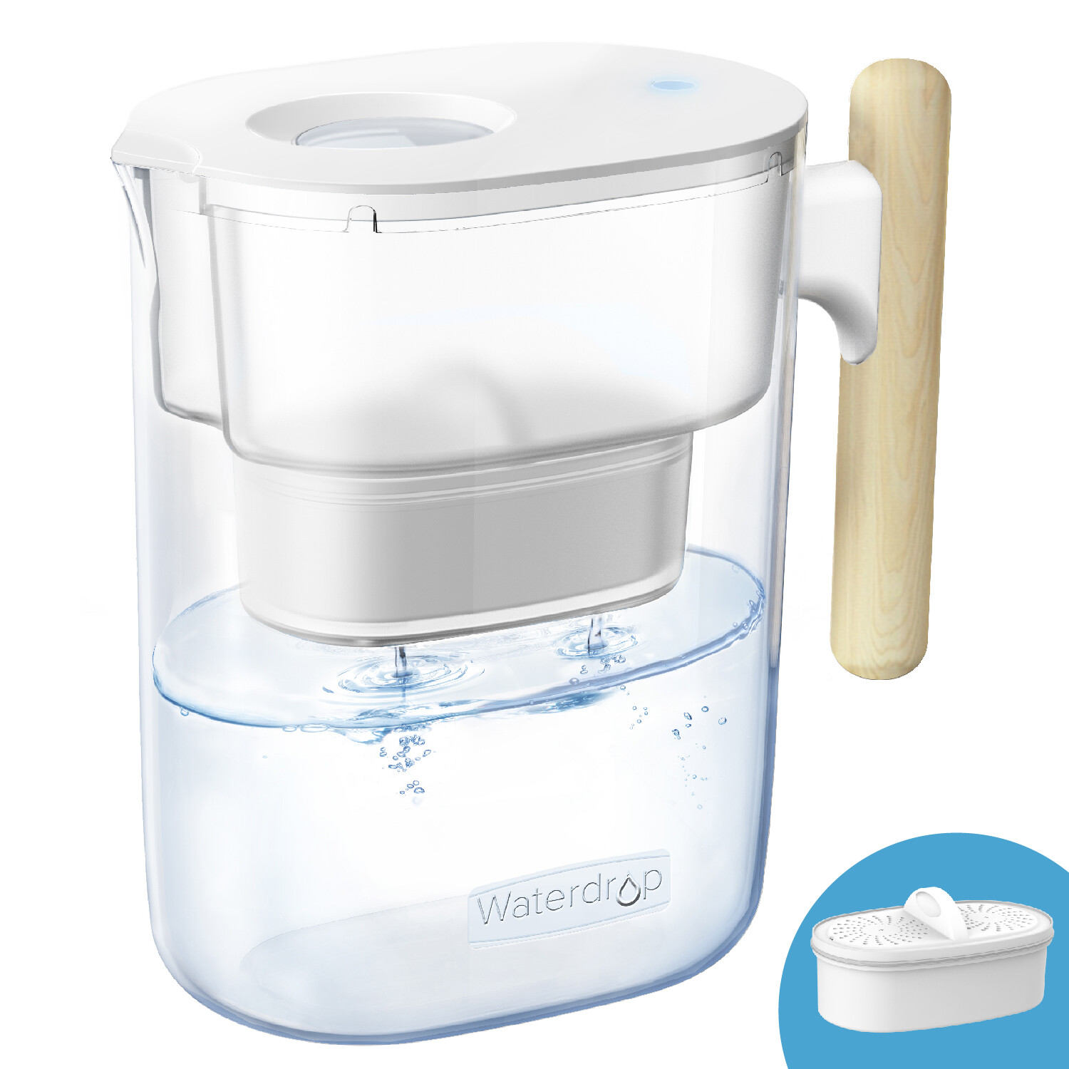 Waterdrop Chubby 10-Cup Water Filter Pitcher, NSF Certified,Long-Lasting 200 gal