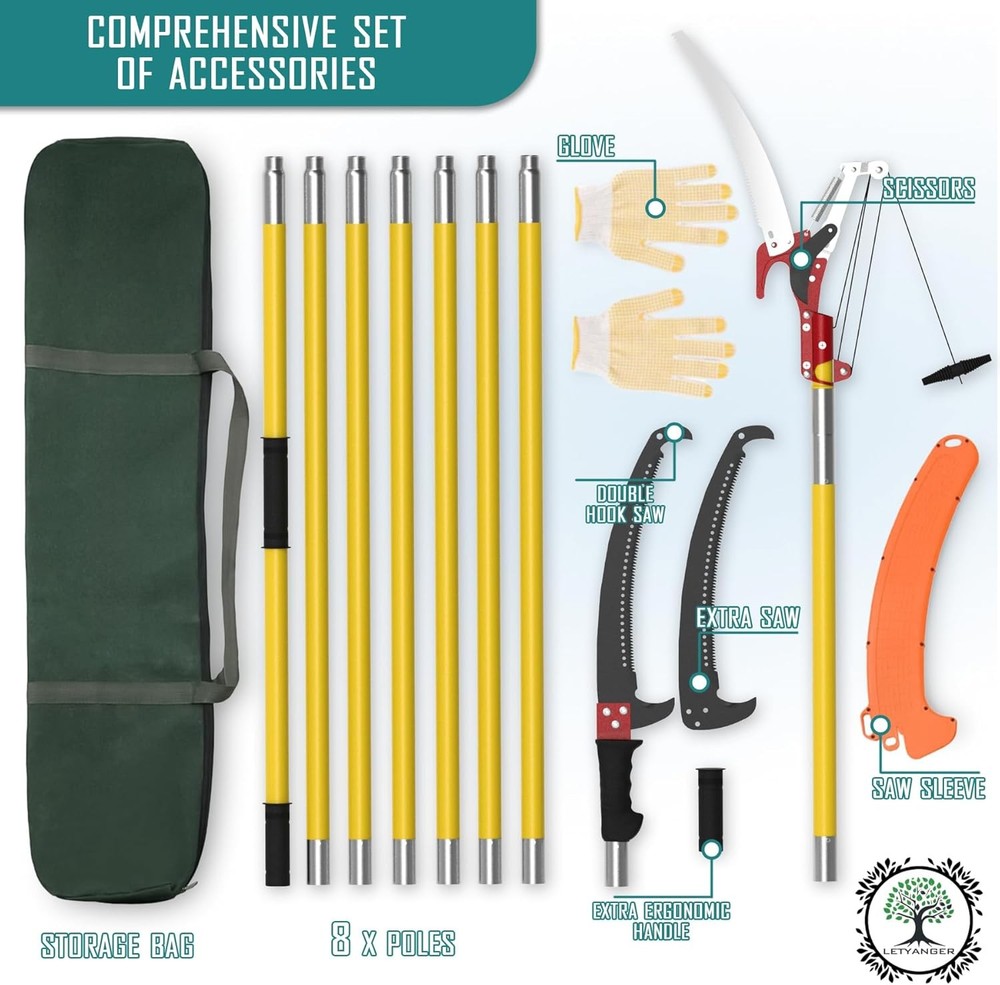 Pole Saws for Tree Trimming, 7.3-27 Ft Extendable Tree Trimmers Long Handle Prun