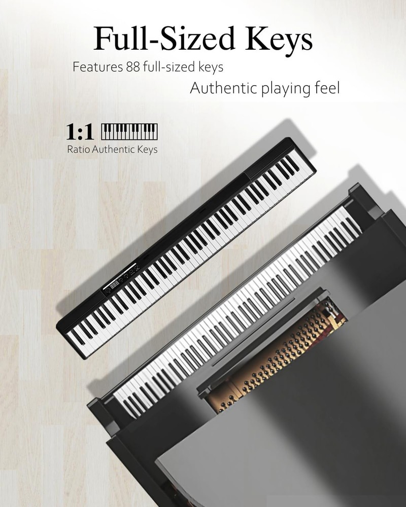 Lightweight 88 Key Digital Piano Kit for Beginners - Bluetooth & All Accessories