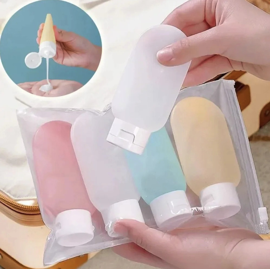4pcs 60ml Refillable Travel Bottles Squeeze Lotion Containers - NEW