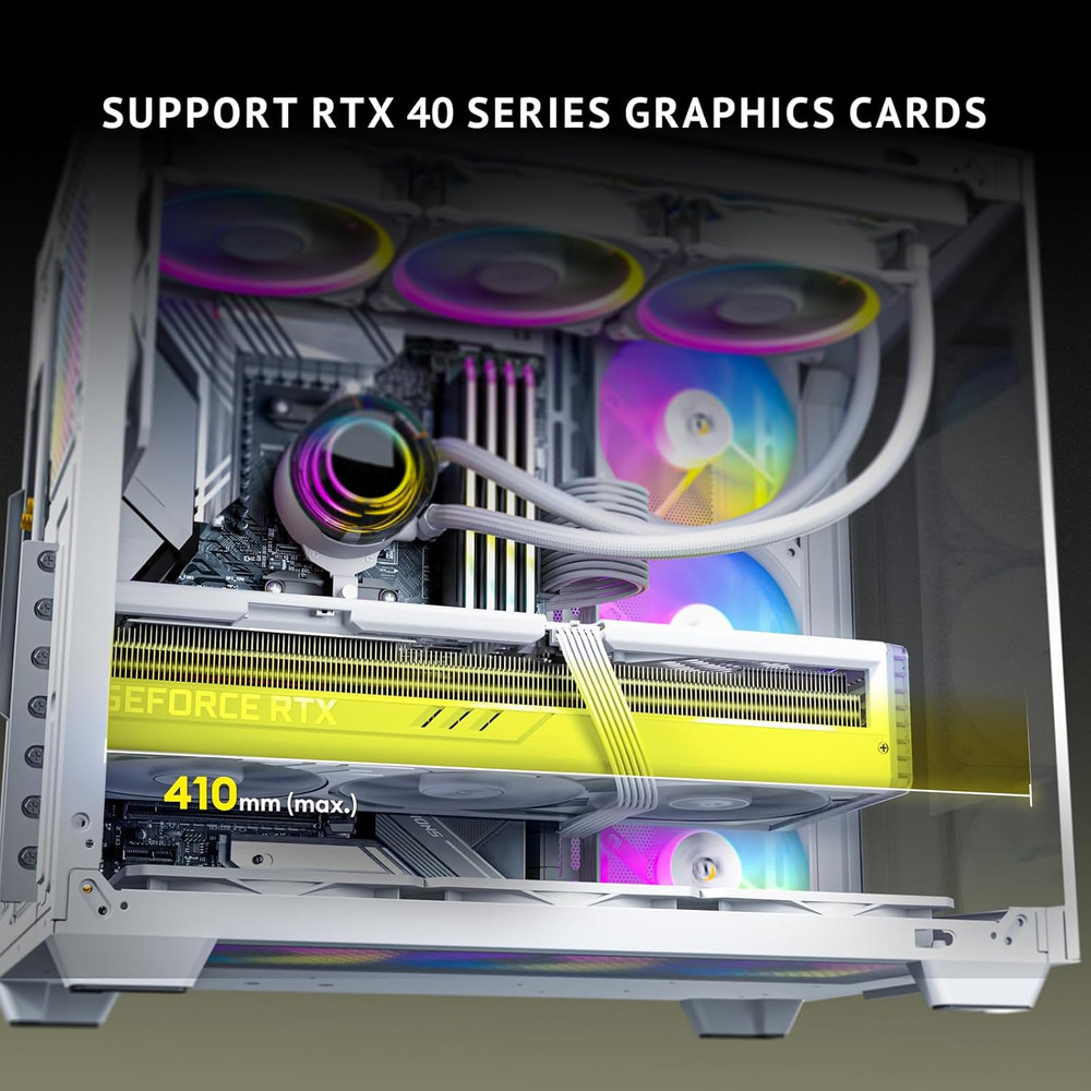 C5 ARGB White, Mid-Tower ATX PC Case, Seamless Tempered Glass Front & Side Panel