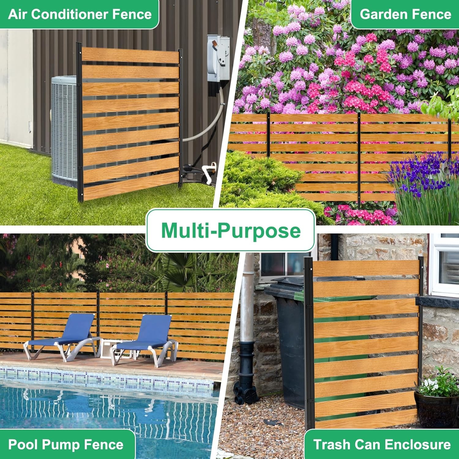 Air Conditioner Fence 1 Panel, 38" W x 60" H for Outside with Metal Stakes