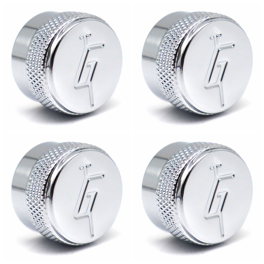 4 Pcs Gretsch “G” With Arrow Logo Control Knobs Metal Guitar Knobs Silver