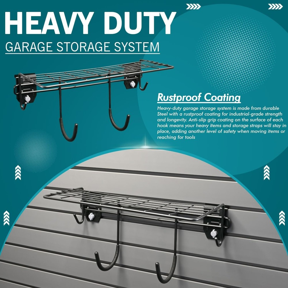 EVOPanel Wall Storage System Shelf with Hooks Black EPHOSH