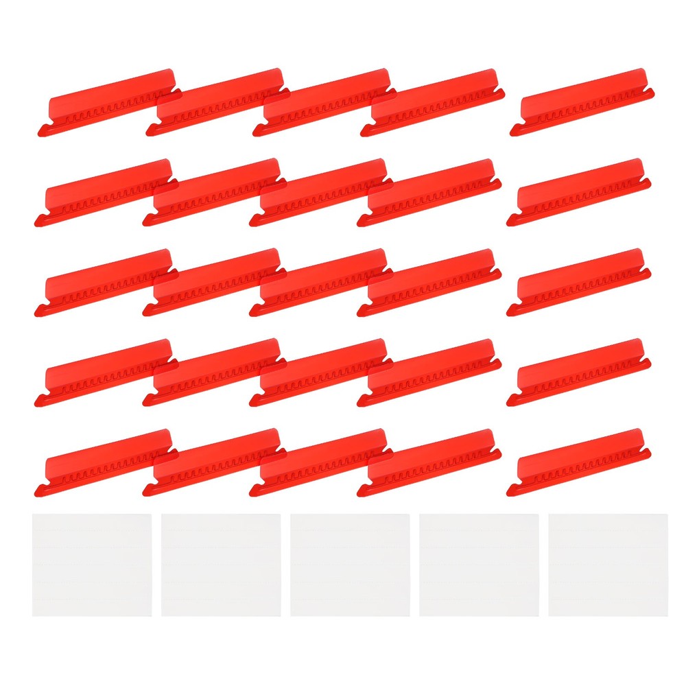 Hanging File Folder Tabs, 4 Inch File Folder Tabs and Inserts, Red, 100 Pcs