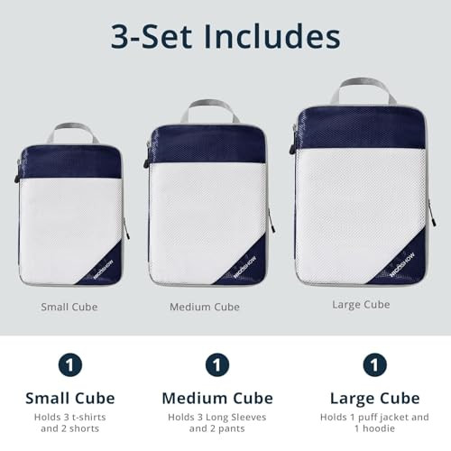 3 Set Compression Packing Cubes, Packing Cubes for Travel Compression,
