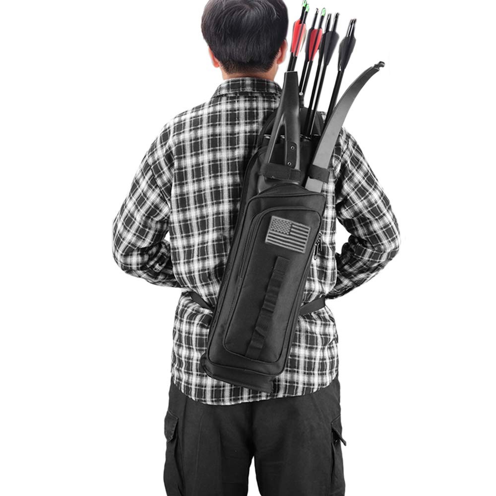 Krayney Multi-function 4-Tubes Back Arrow Quiver Shoulder Hanged Target Black
