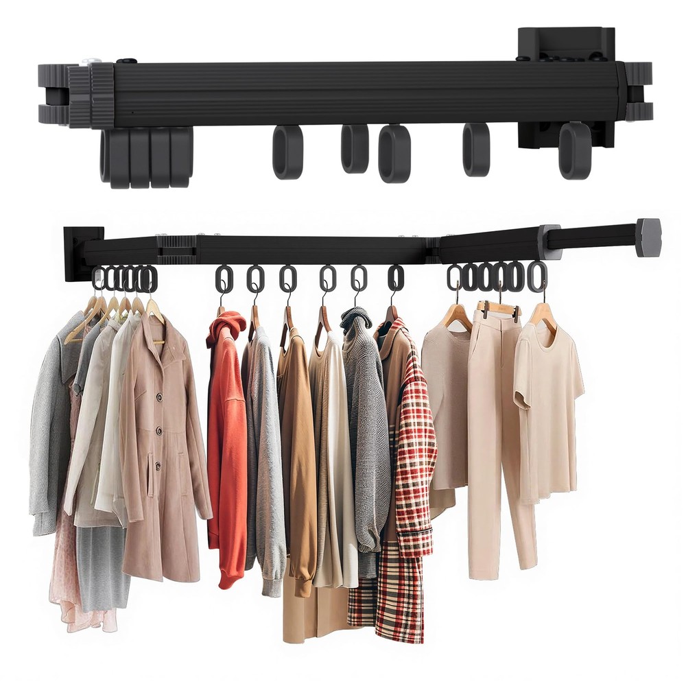 Wall Mounted Clothes Drying Rack, Foldable Laundry Drying Hanger Rack for Ind...