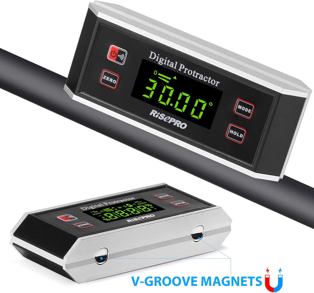 Inclinometer, ® Digital Protractor Angle Finder Level Inclinometer Magnetic V-Gr
