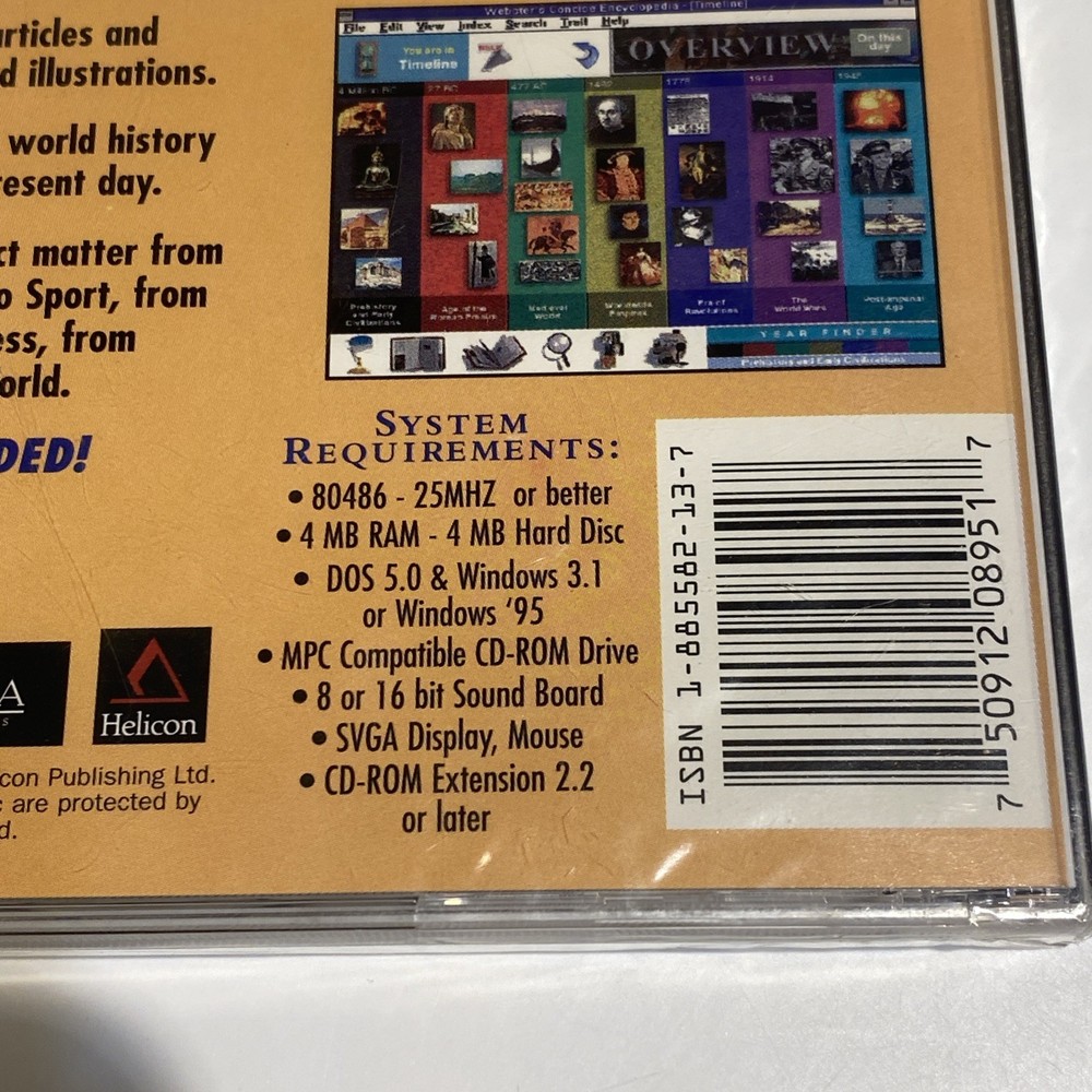 Vintage Cd- Rom For Windows 1995 Webster's Concise Encyclopedia (CD PC) Sealed