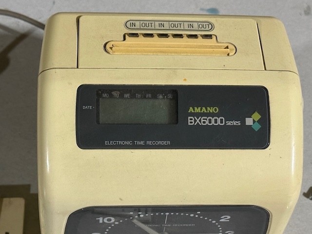 Amano Electronic Timer Recorder BX-6000 Time Clock w/ key and manual