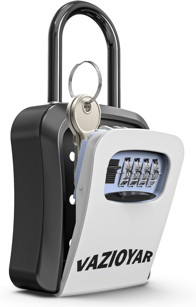 Key Lock Box for Outside, Portable Waterproof Wall Mounted Changeable 4-Digit Co