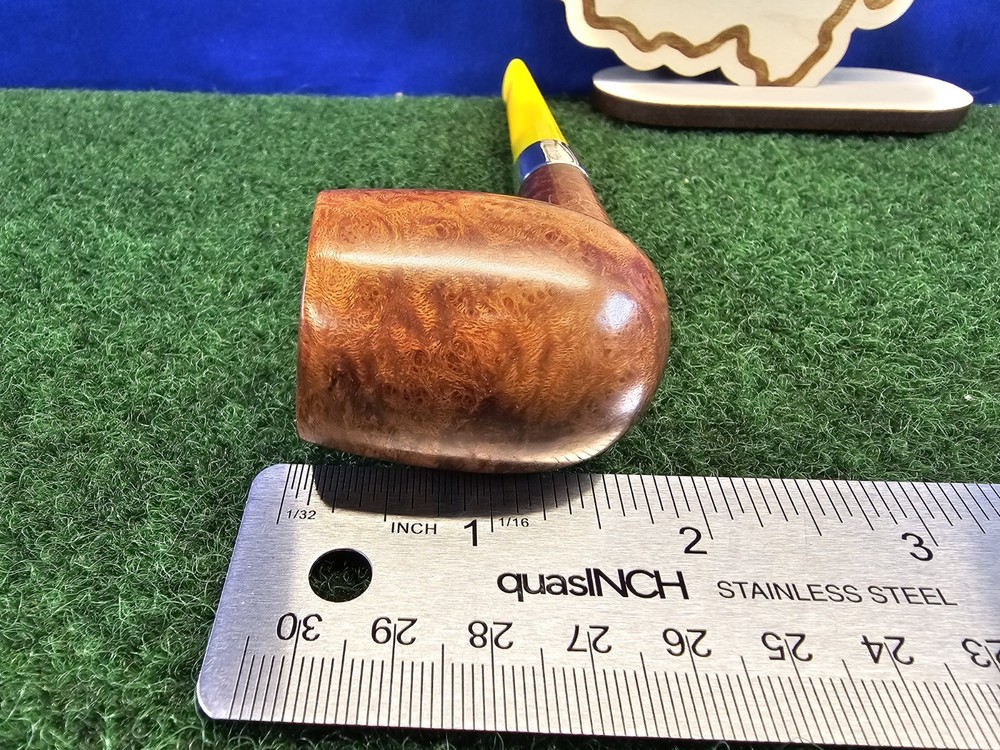 AGE Straight Smooth Billiard Banded Restored Briar Pipe, Replacement Stem, Case